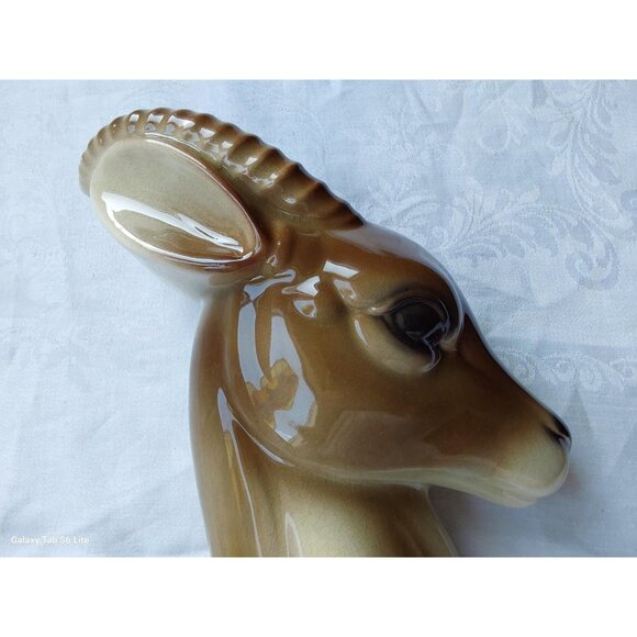 Vintage Royal Copley gazelle head ceramic vase 8.5 inch tall - Picture 4 of 10